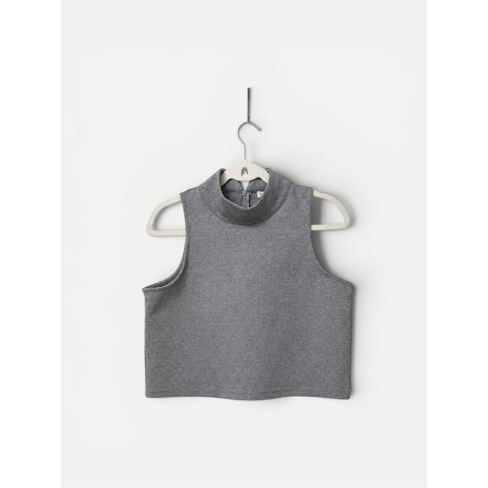 Blue Juice Gray Sleeveless Mock Neck Crop Top – Size 10 Australia - Picture 2 of 9
